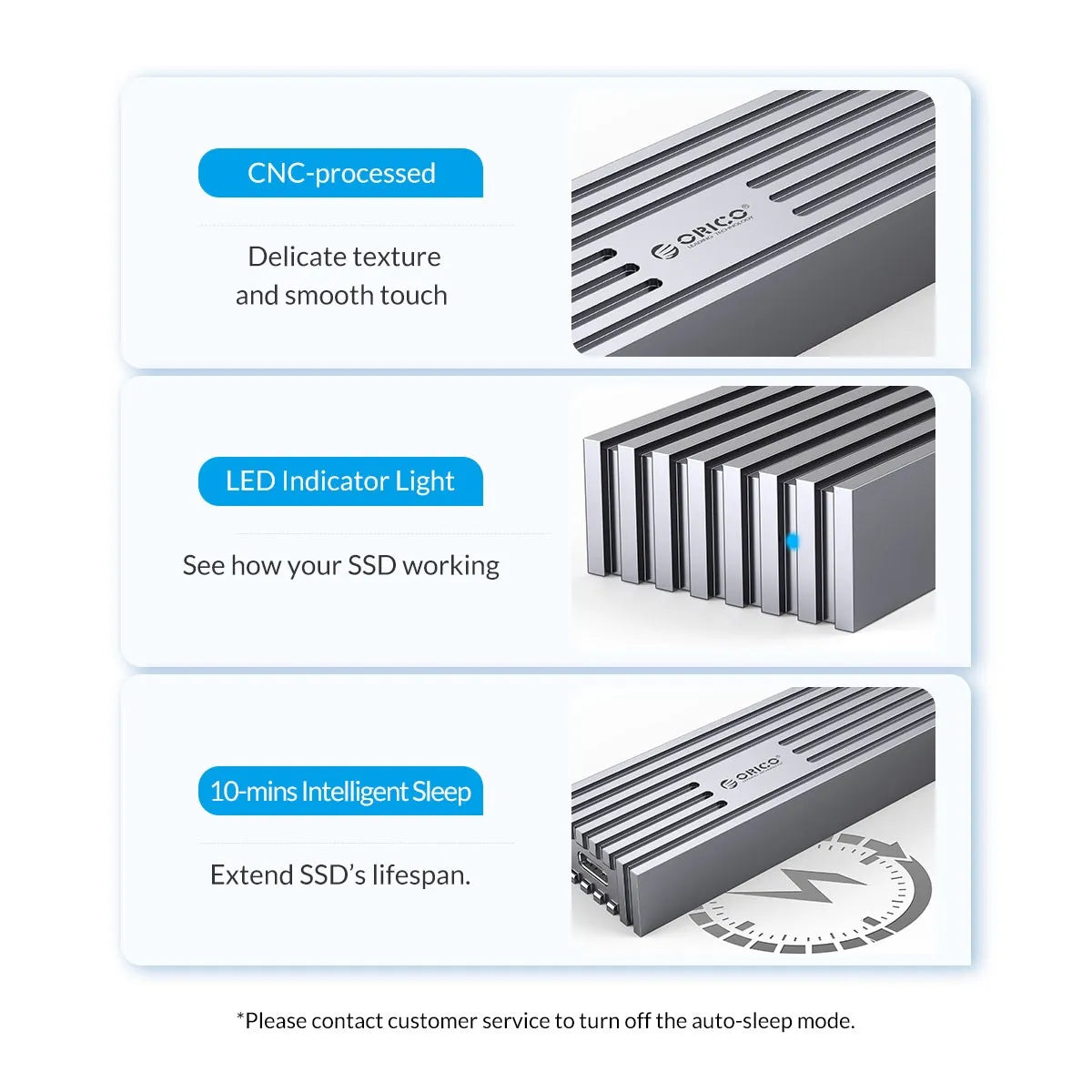 ORICO Upgraded Aluminum M.2 NVMe SSD Enclosure 10Gbps PCIe in USA.