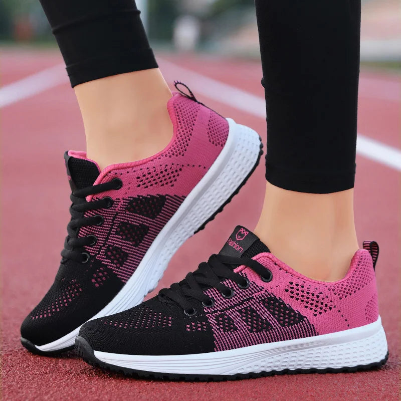 Women Casual Shoes Breathable Walking Mesh Lace Up Flat Shoes in USA