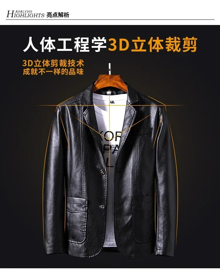 Spring Autumn Biker Leather Men's Jacket Leather IN USA.