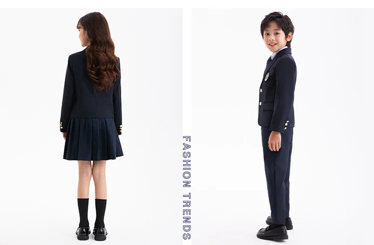 Children School Uniform Girls Jacket Pleated Skirt Suits Boys in USA