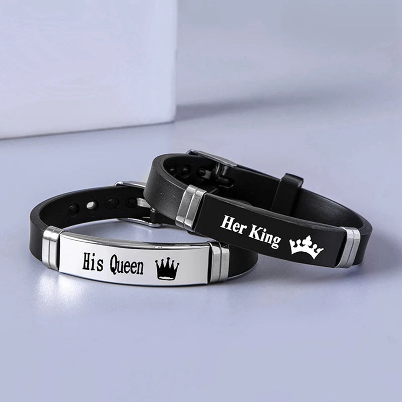 His Queen Trendy Sport Silicone Couple Bracelet in USA