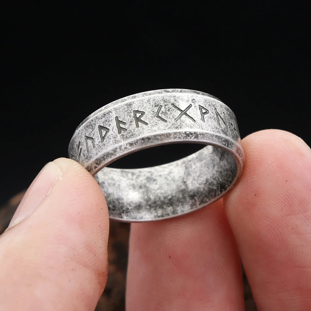 Vintage Simple Stainless Steel Viking Runes Ring in USA