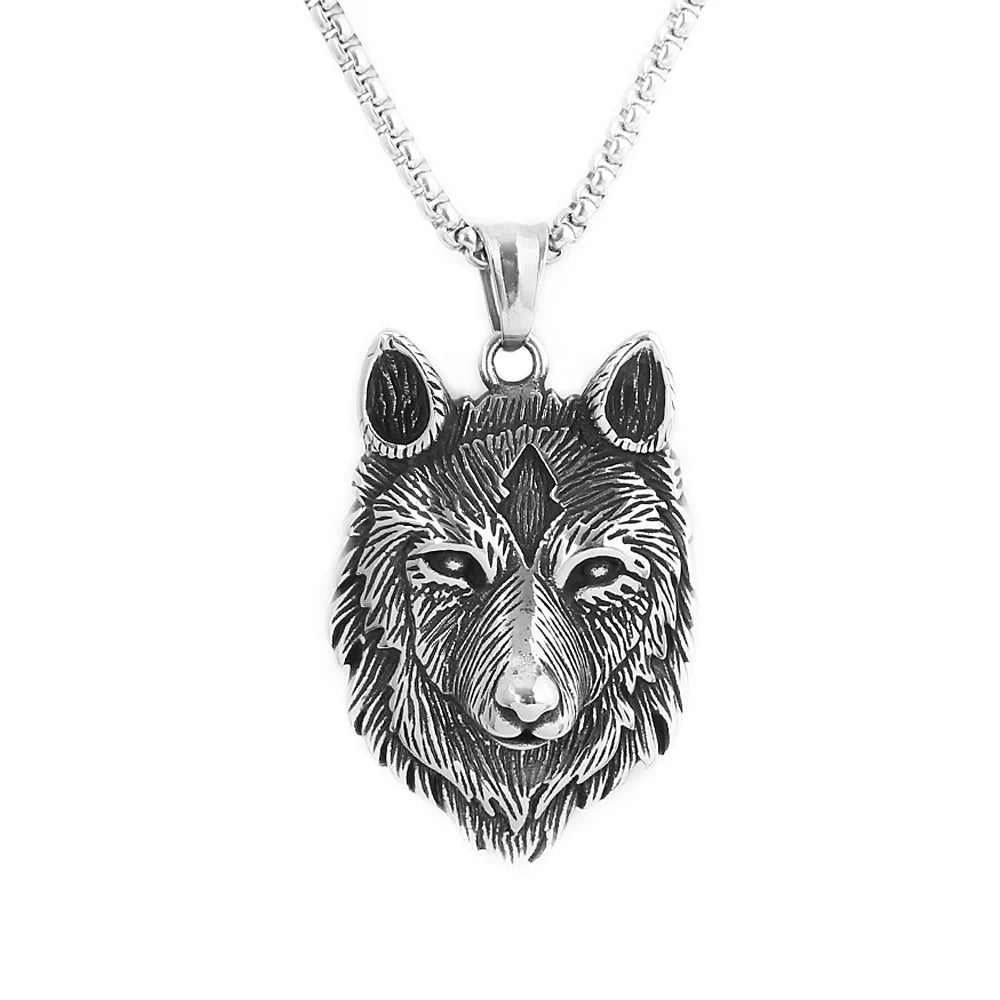 Fashion Vintage Viking Wolf Head Pendant Men Boy Pun in USA