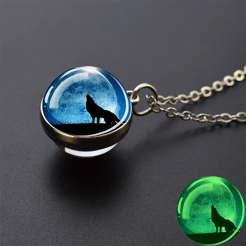 Glow Dark Wolf Necklaces Howling Wolf Head in USA