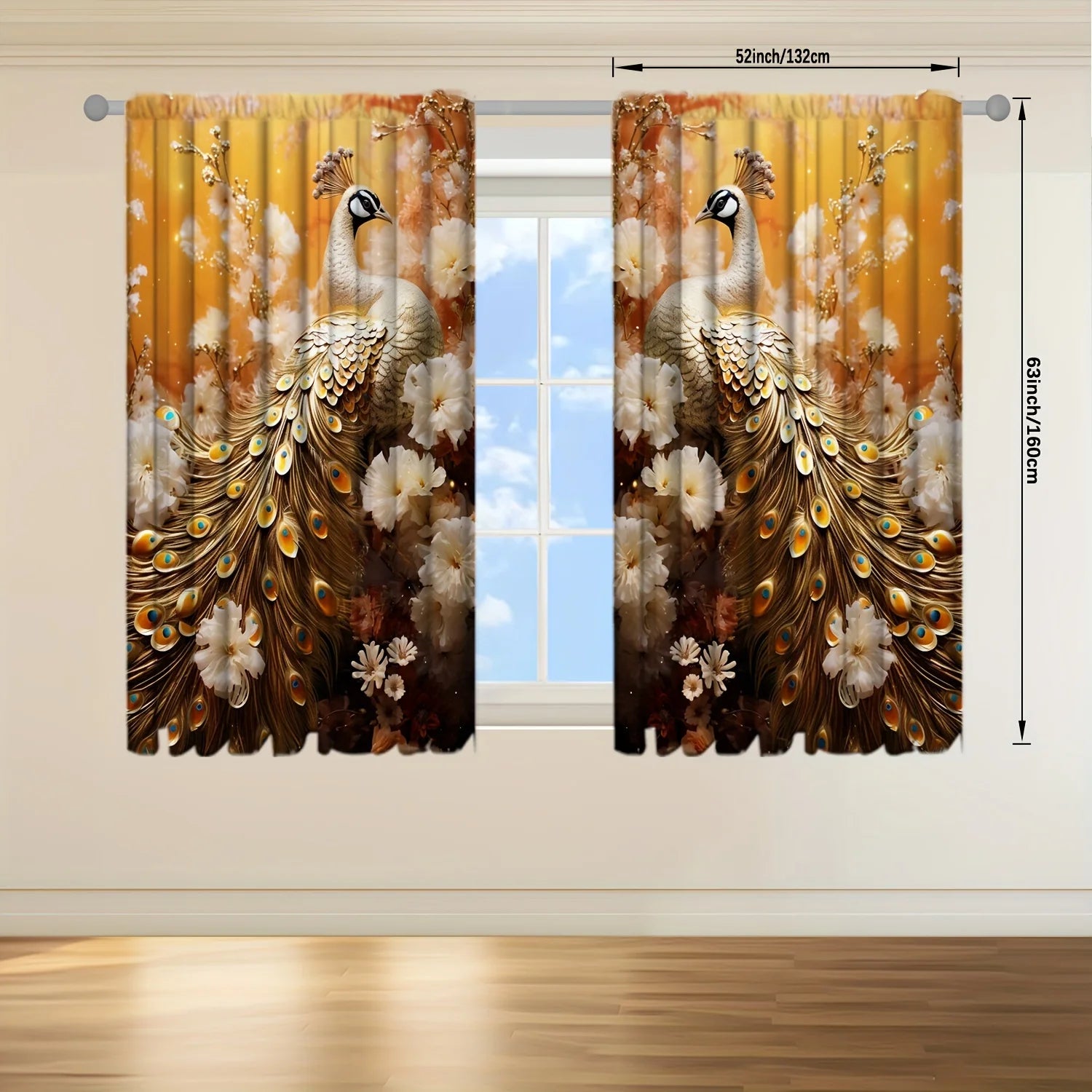 Luxury Style Peacock Printed Curtain Home Decor in USA