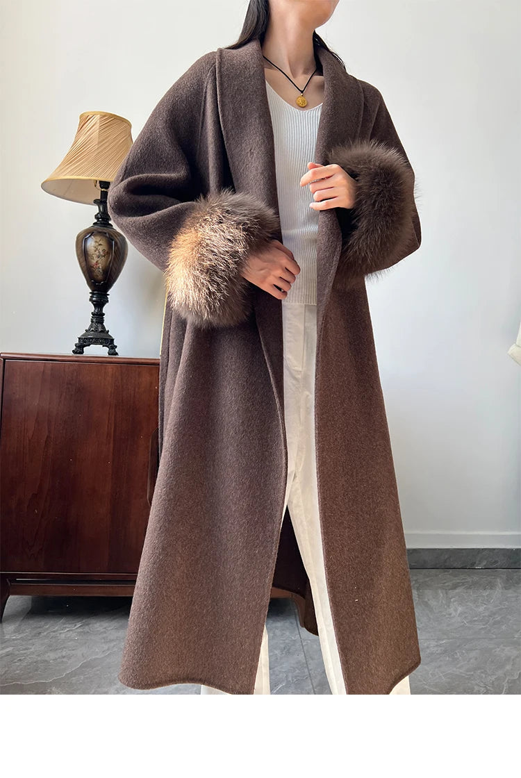 Lady Fox Fur High-Grade Cashmere Jackets Autumn Winter in USA.