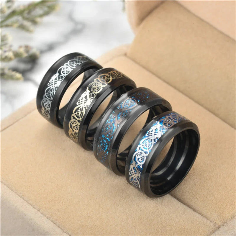 Punk Viking Dragon Black Tungsten Wedding Ring Set in USA