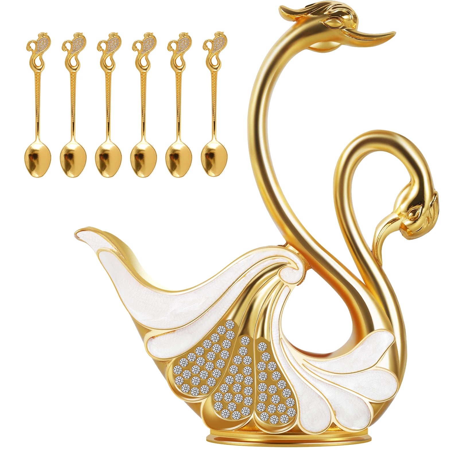 Spoon Set Elegant Coffee Spoon Zinc Alloy Swan Base in USA