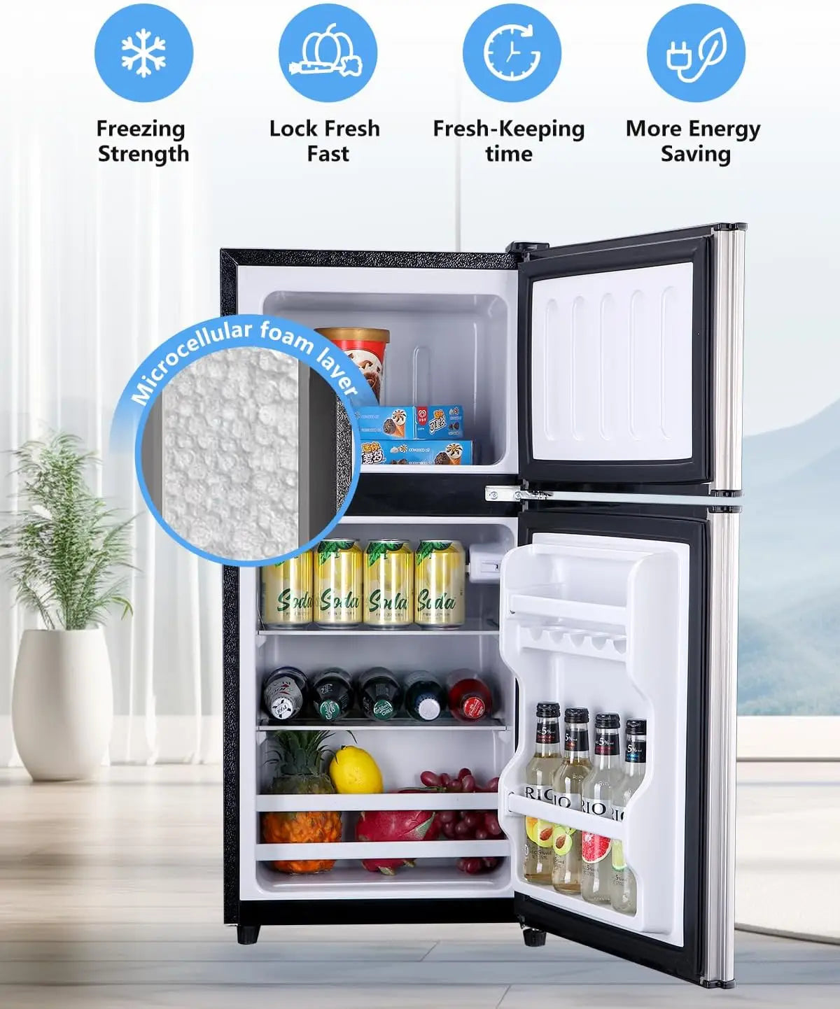 Compact, Small Refrigerator Freezer, Retro Fridge IN USA.