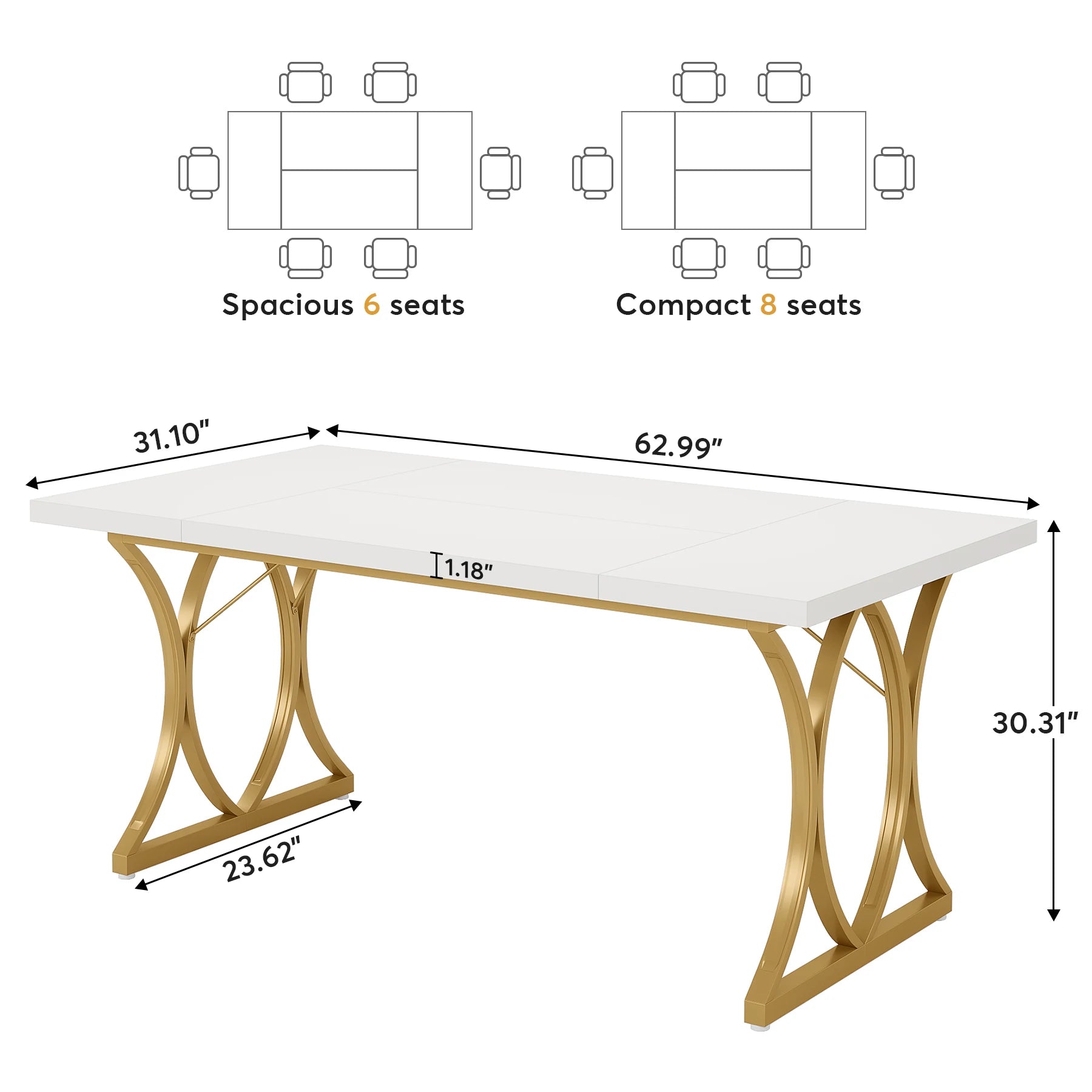 Dining Table, Rectangle Retro Kitchen Table Dinner Table in USA.