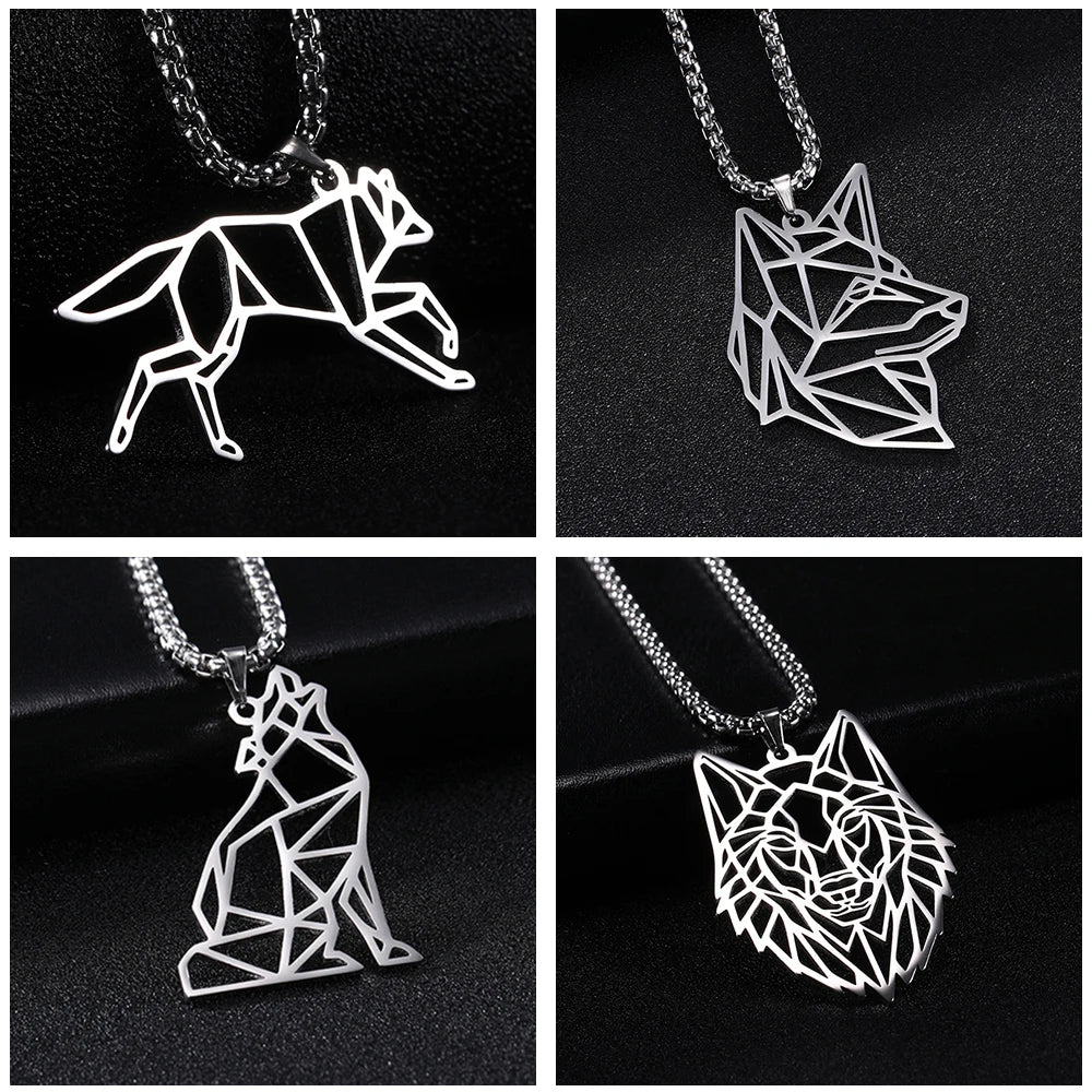 Unift Black Color Wolf Pendant Necklace Men Boy Stainless in USA