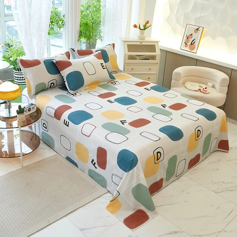 Cartoon Star Flat Sheet Twin Kawaii Yellow Bed Sheet in USA.