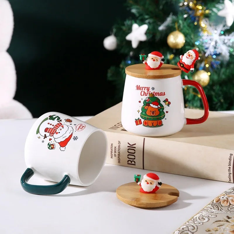 Cute Christmas gift mug lid spoon High appearance in USA