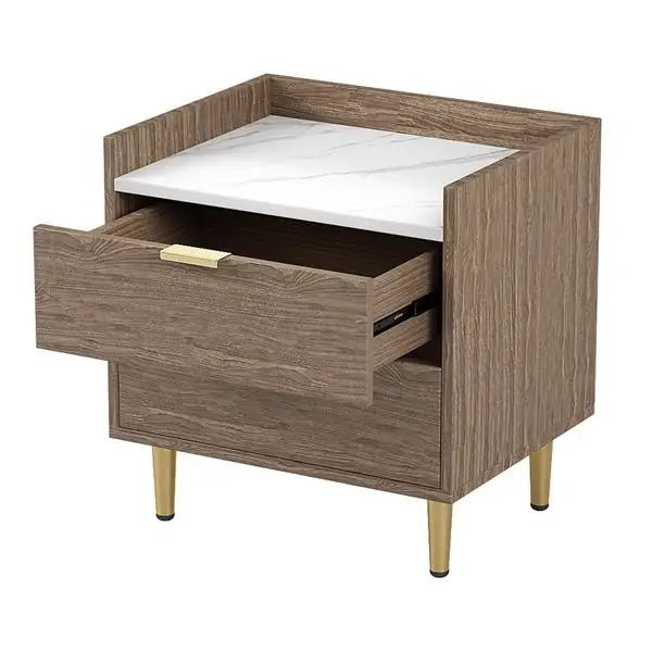 Wooden Nightstand Drawers Worktop, Bedside Table IN USA.