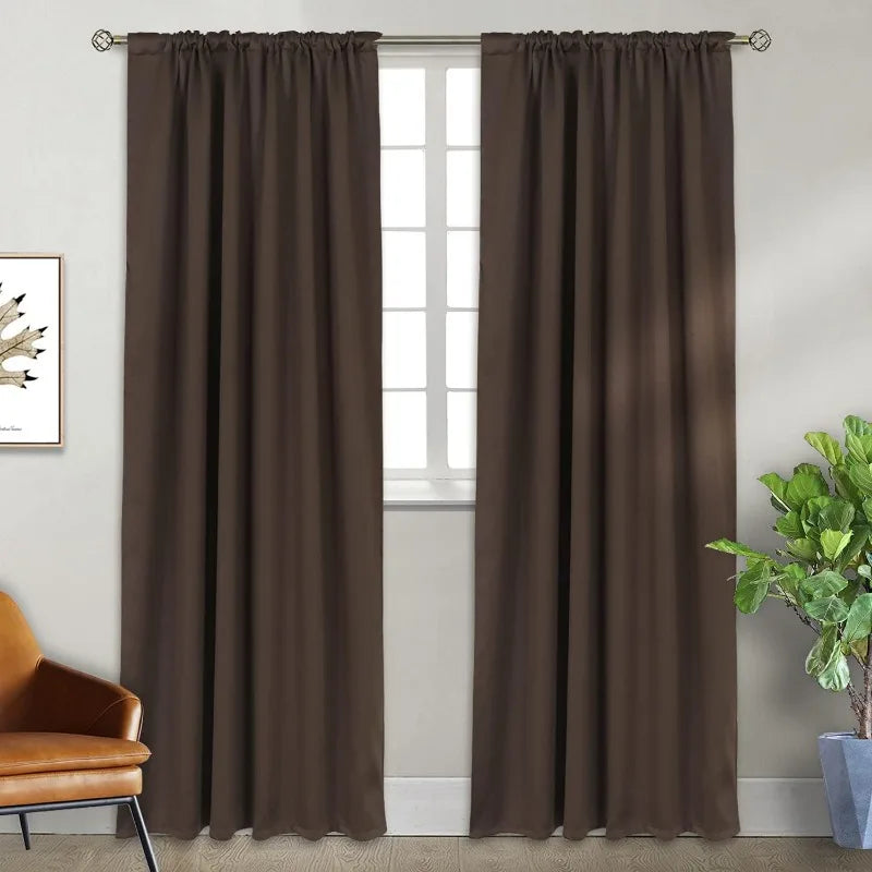 Navy Blue Elegant Blackout Curtains Rod Pocket in USA