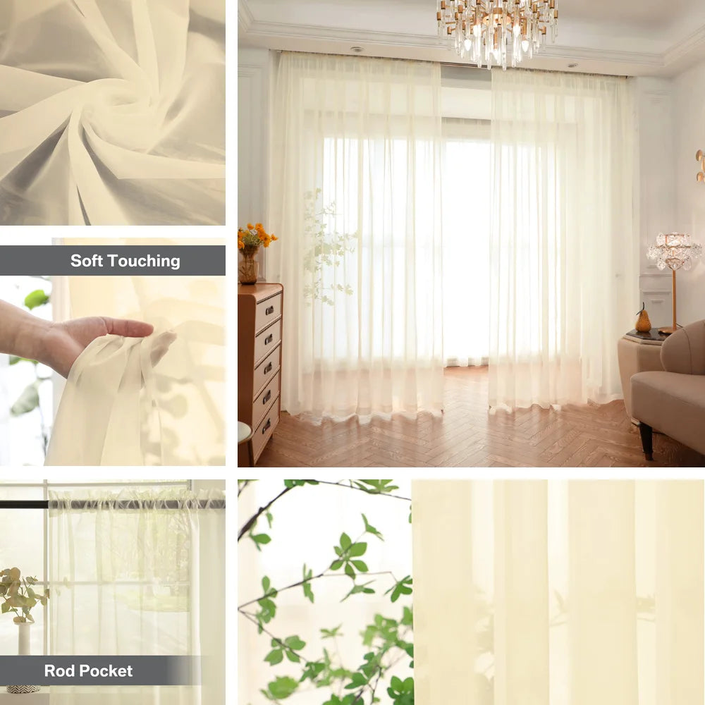 Shading Solid White Sheer Curtains Living Room Decoration in USA