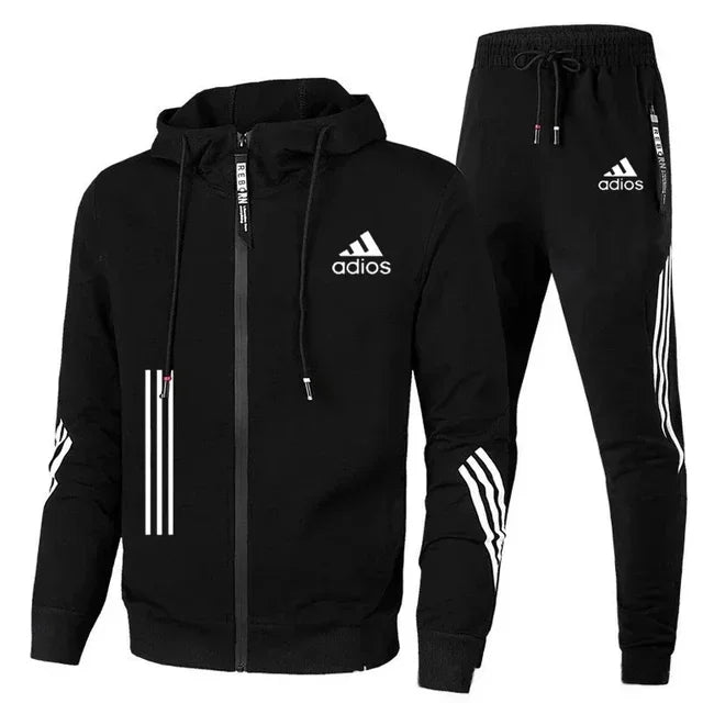 Men's clothing Spring autumn zipper hoodie + pants sets in USA