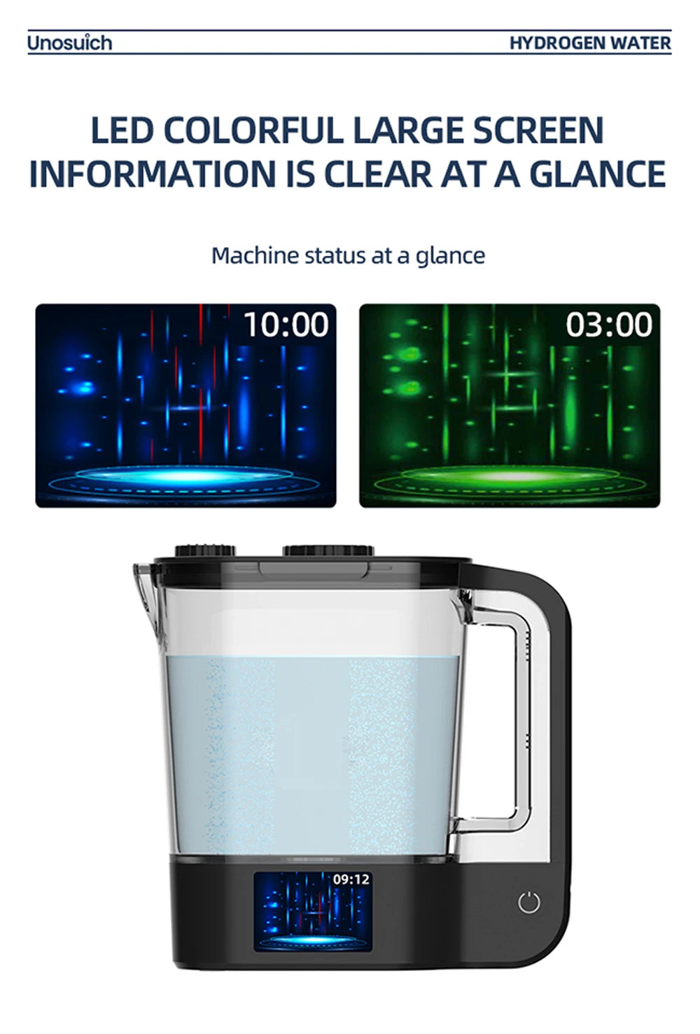 Hydrogen Water Pitcher,Hydrogen Kettle,2000ml Large Capacity in USA.