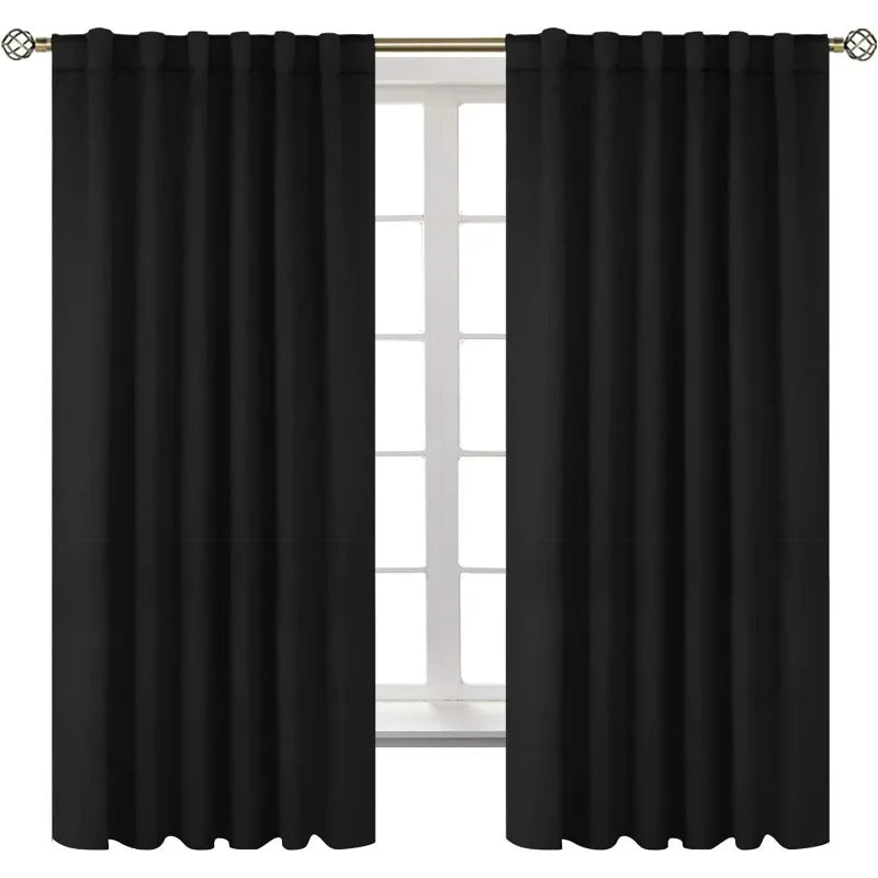 Navy Blue Elegant Blackout Curtains Rod Pocket in USA