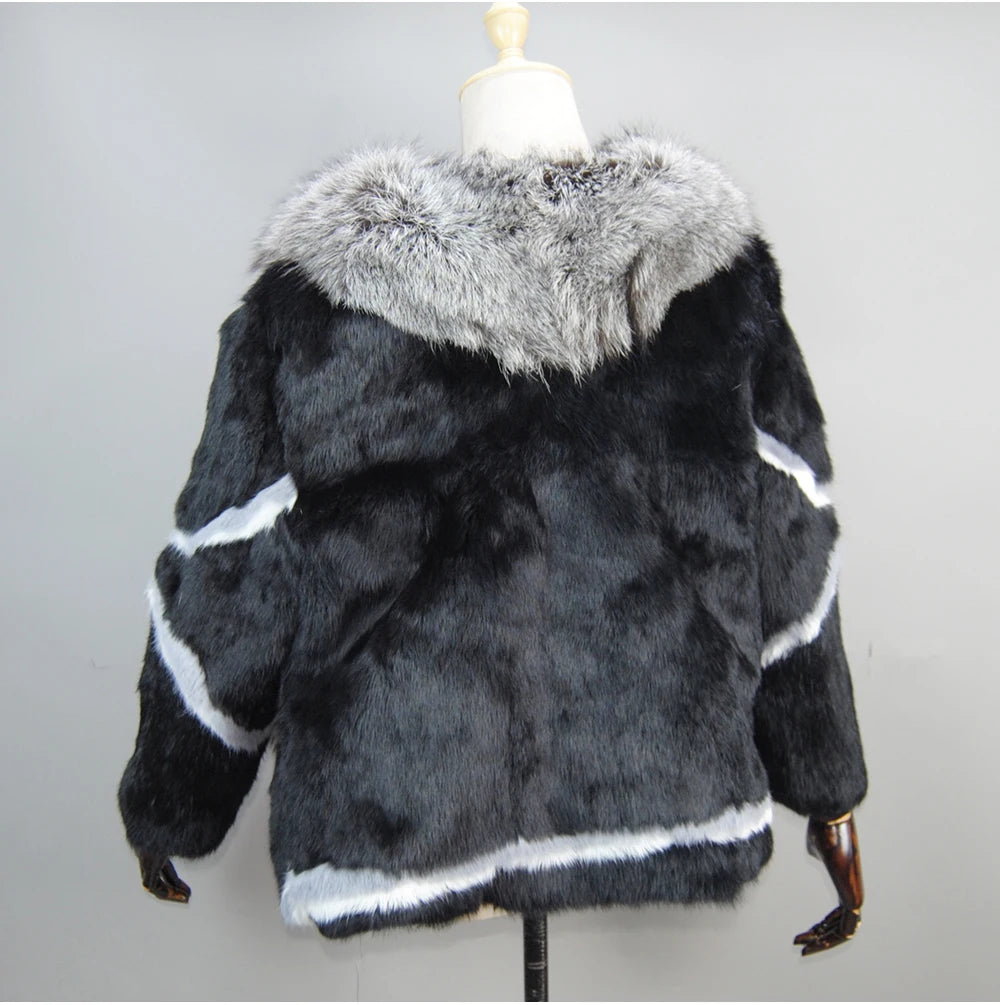 New Arrival Fashion Women Winter Full Pelt Rabbit Fur Coat in USA