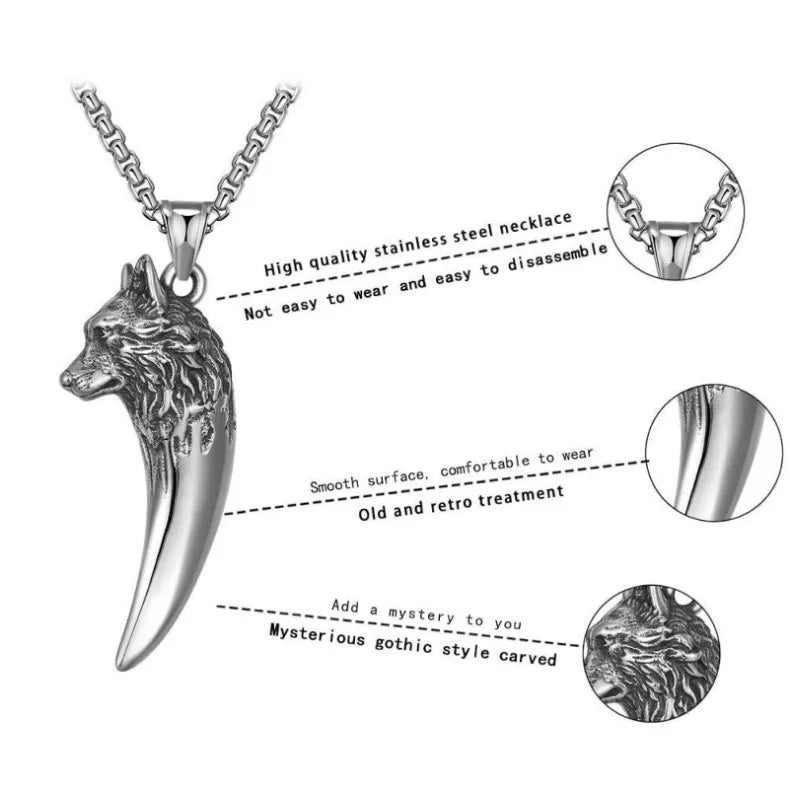 Men's Wolf Tooth Necklace Punk Rock Wolf Tooth Necklaces in USA