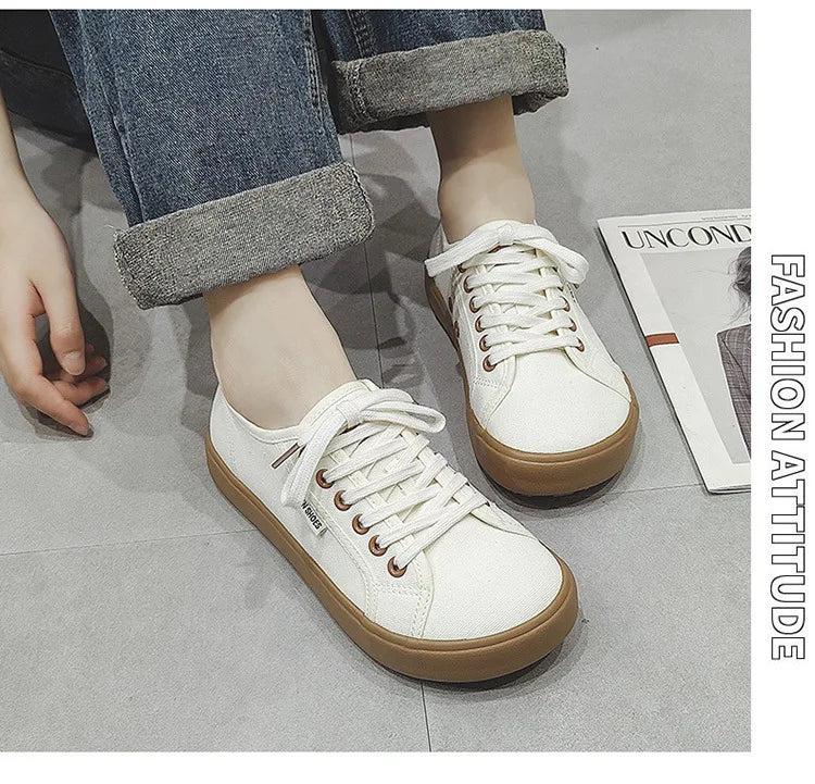 Thick Sole Fall Sneaker Women Bear Printed Wide Canvas Shoes in USA