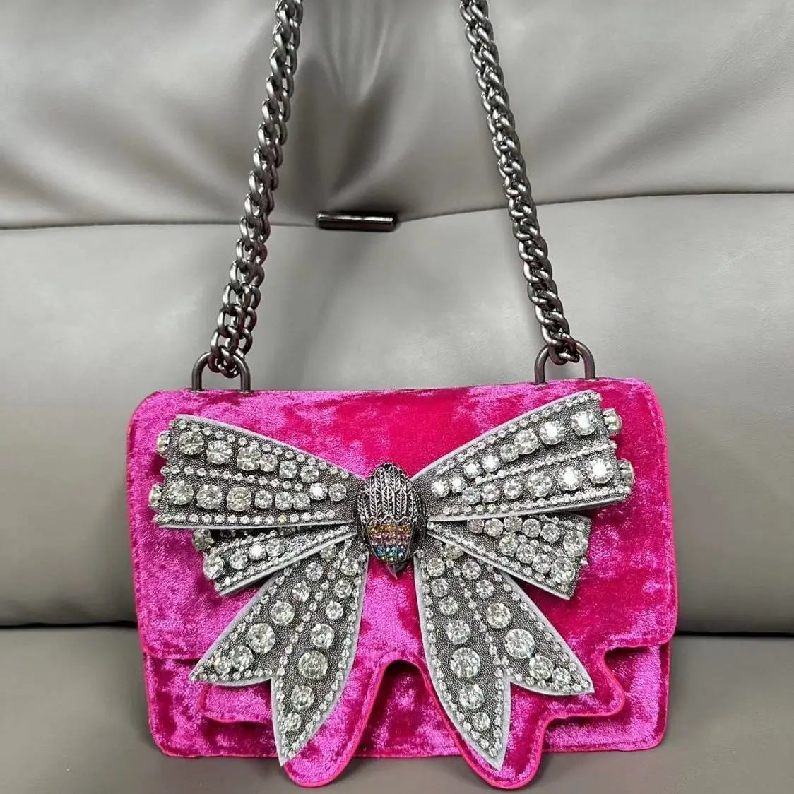 KURT GEIGER LONDON Diamond Studded Bow Bag Fashion in USA