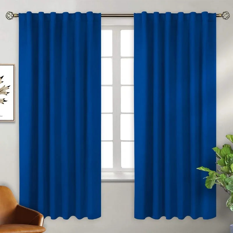 Navy Blue Elegant Blackout Curtains Rod Pocket in USA