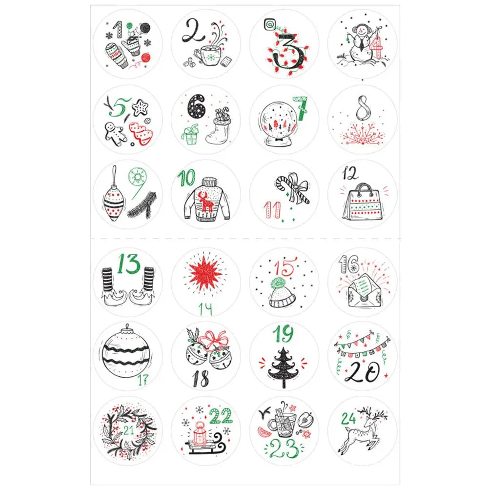 Christmas Gift Stickers Advent Calendar Number Paper