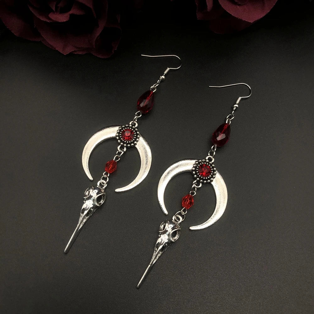 Goth Punk Style Horns Red Blood Drops Crystal Jewelry in USA