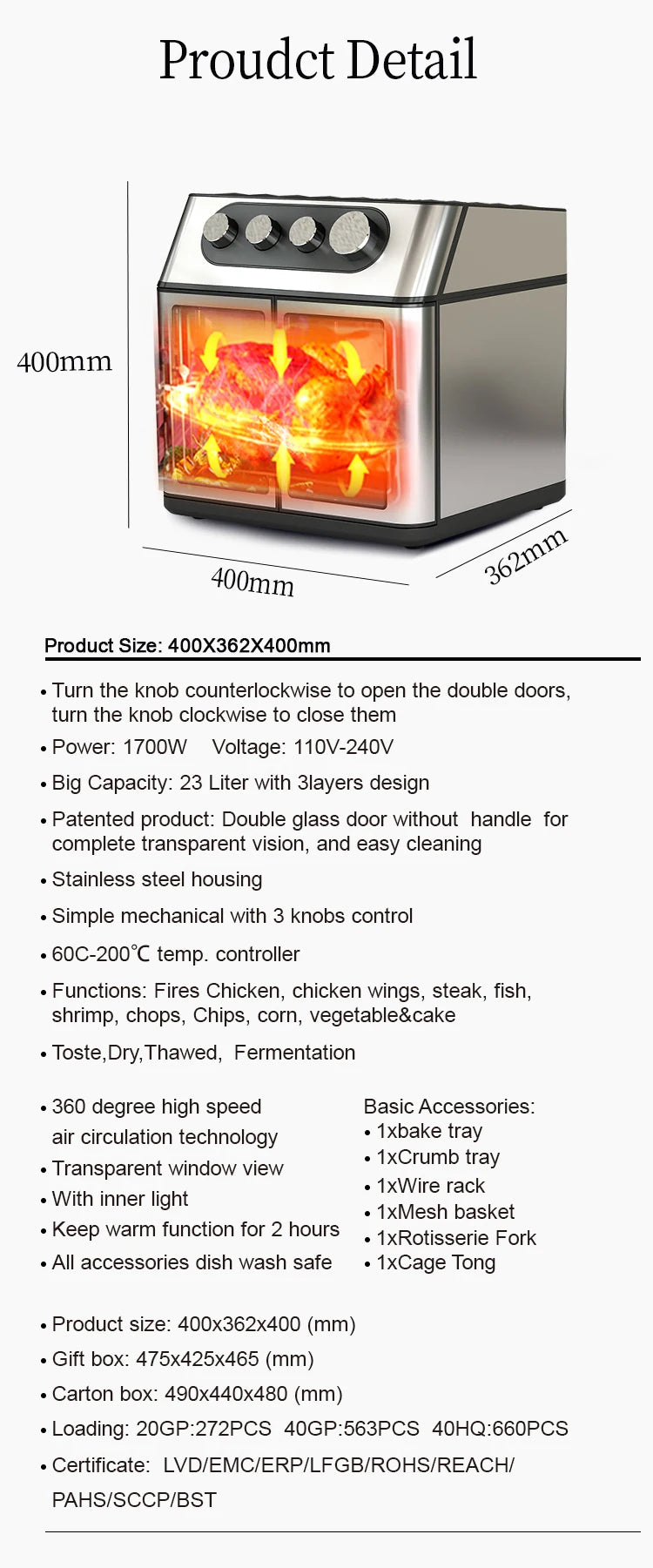 New Kitchen 23L Digital Oven Electric Deep Power Wholesale in USA.