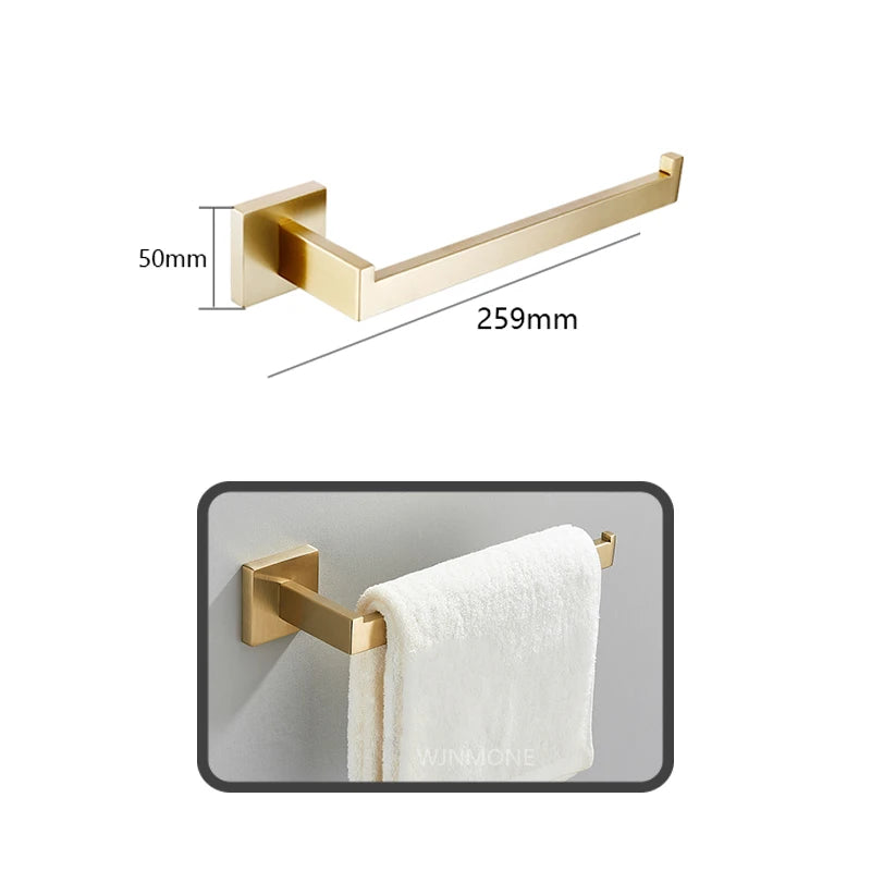 Brushed Gold Hardware Set Bathroom Shelf Towel Bar Rack Robe