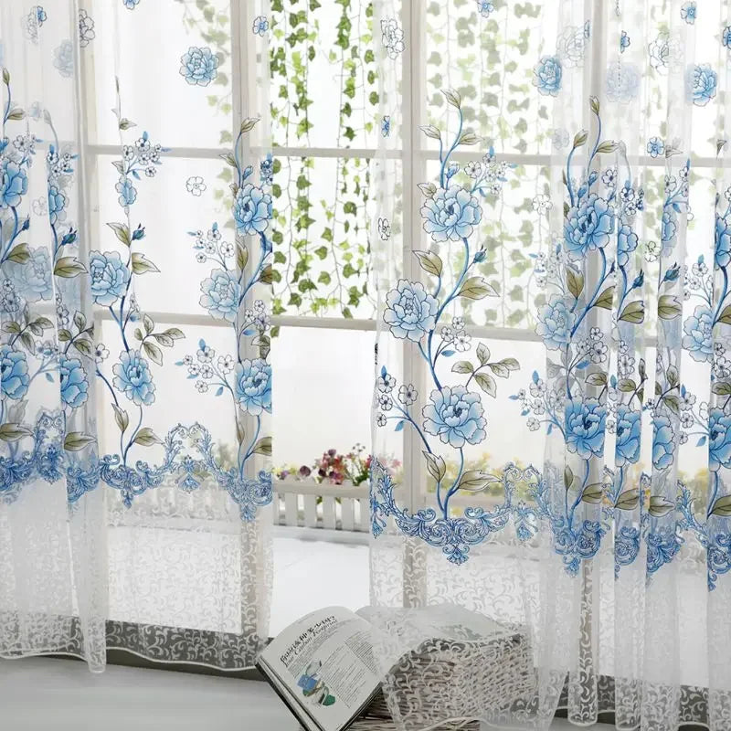 Peony Tulle Curtains Kitchen Door Window Living Room in USA