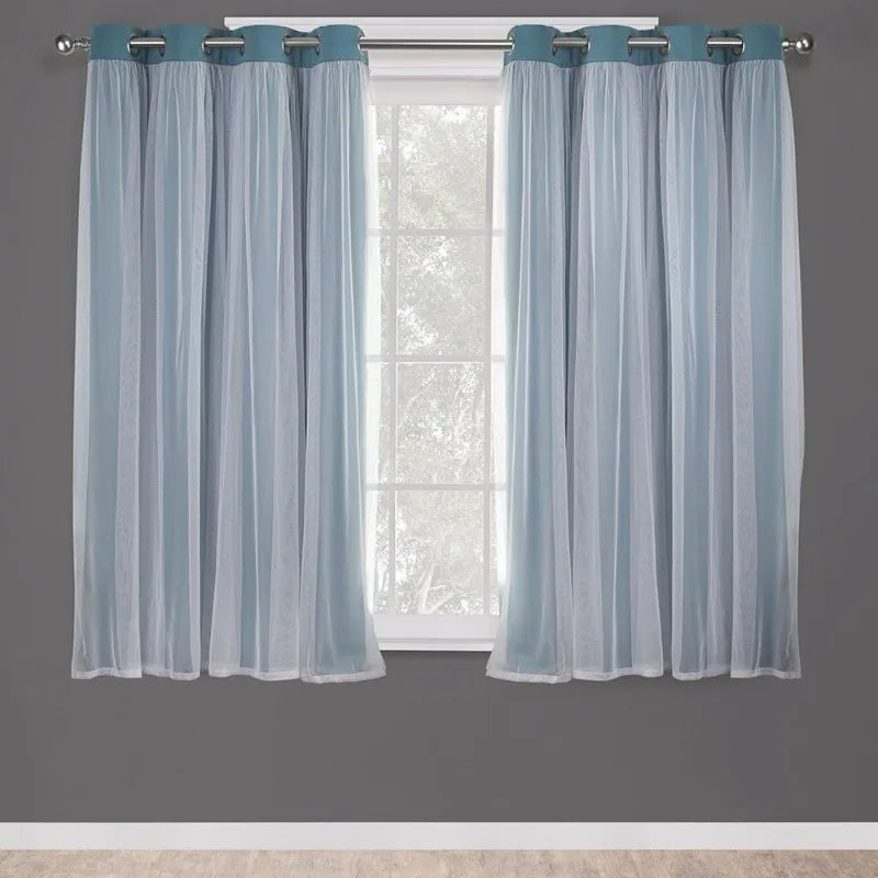 Layered Solid Room Darkening Blackout and Sheer Grommet in USA