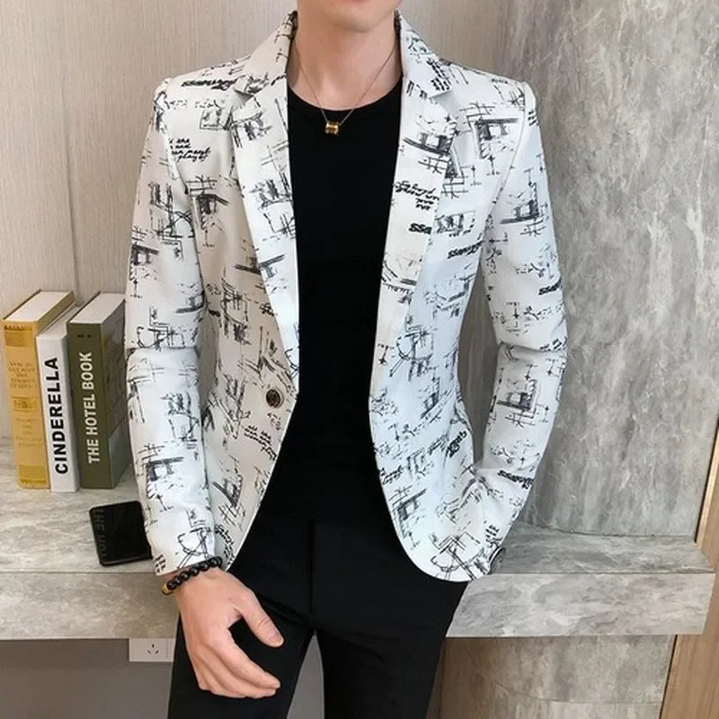 Men Blazer Slim Fit Autumn Korean Version of The Printed IN USA.