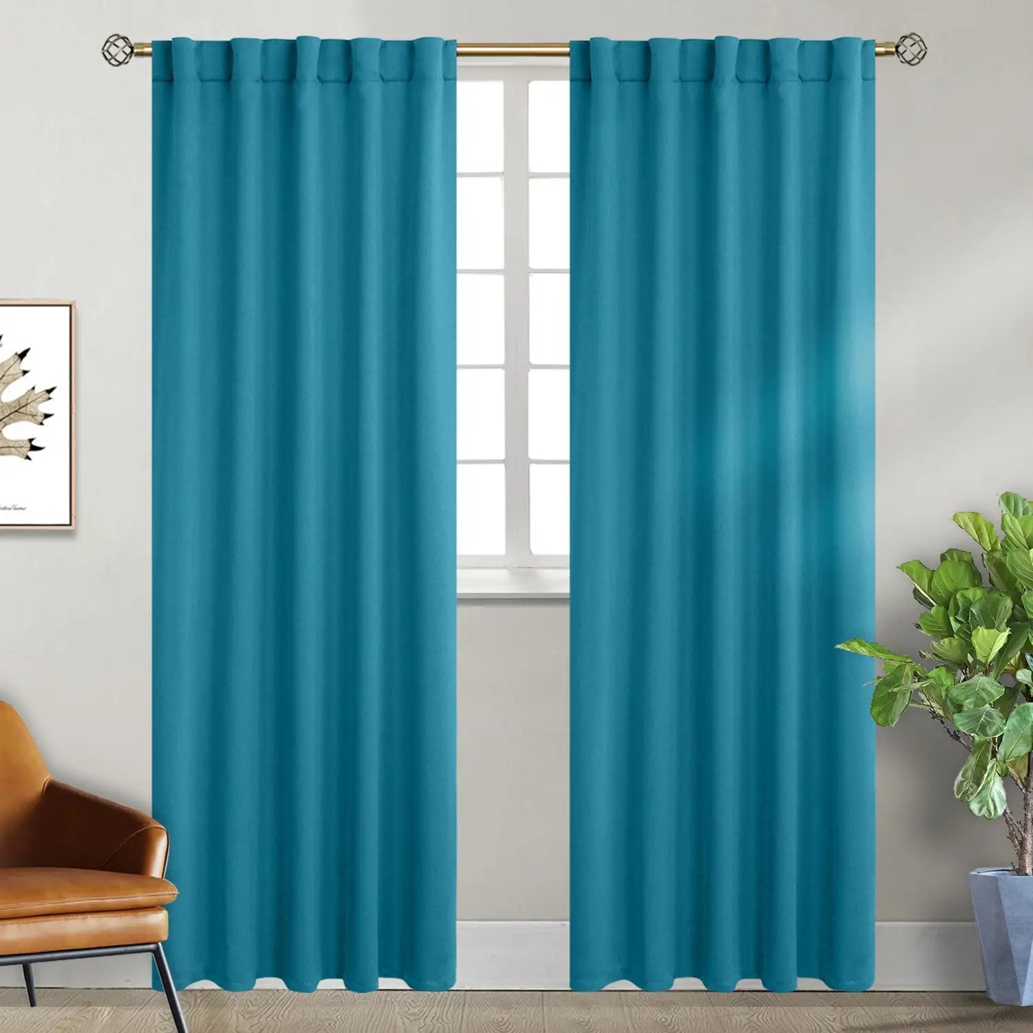 Navy Blue Elegant Blackout Curtains Rod Pocket in USA