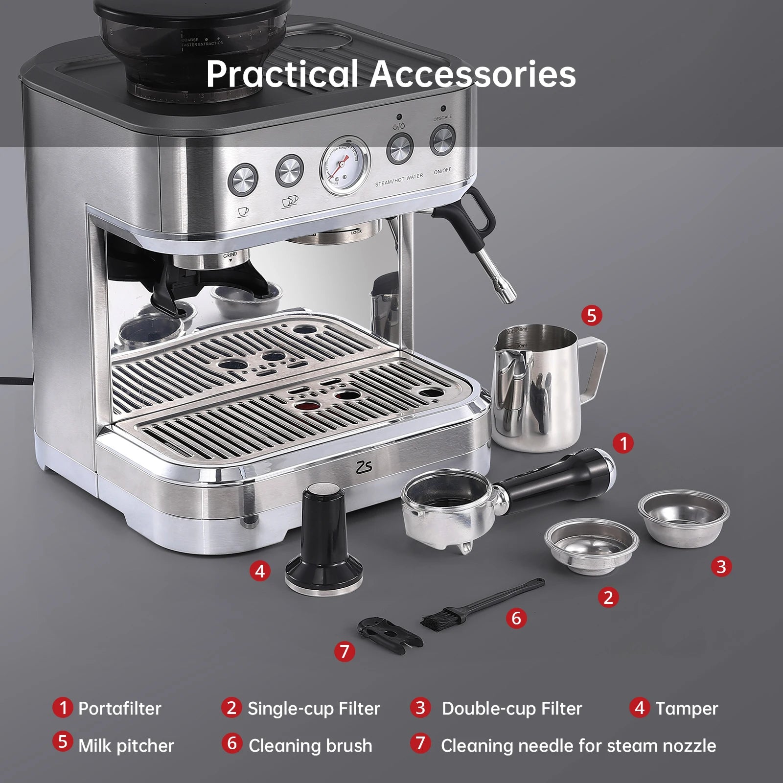 Automatic Coffee Machine Milk Frother Grinder, IN USA.