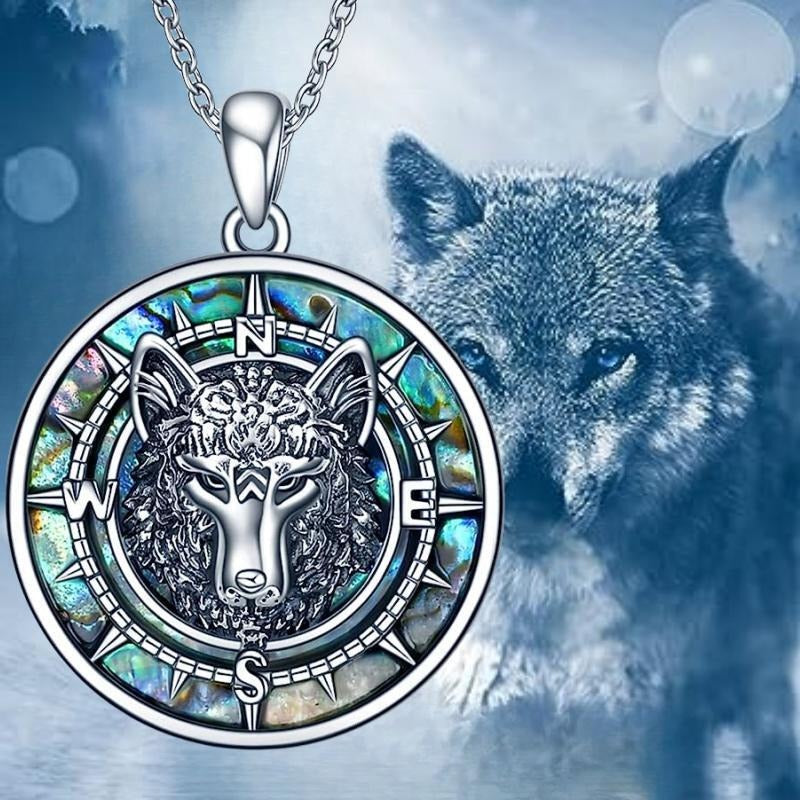 Wolf Pendant Necklace Luxury Abalone Shell Wolf Animal Jewelry in USA