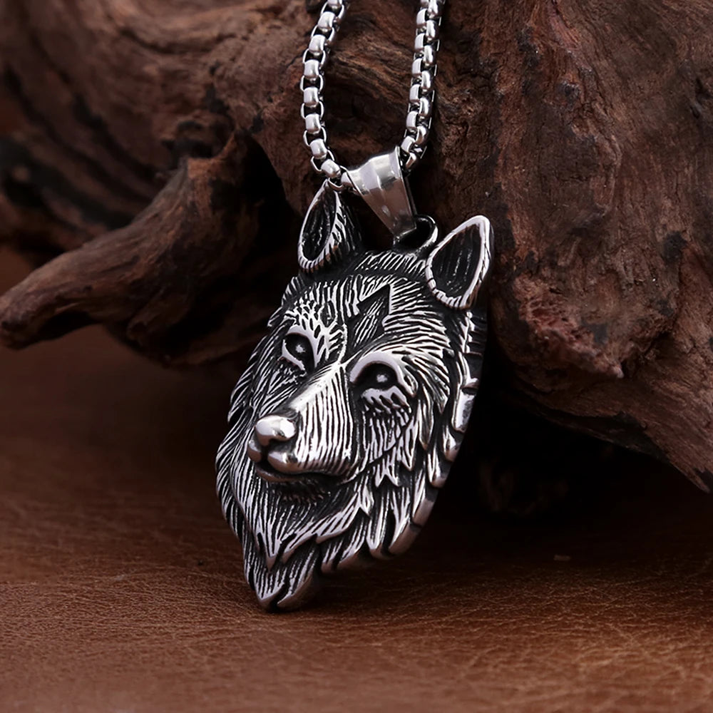 Fashion Vintage Viking Wolf Head Pendant Men Boy Pun in USA