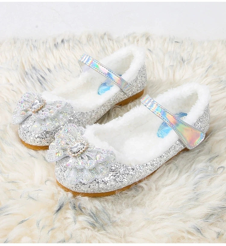 Rhinestone Frozen Elsa Princess Girl Shoes Flat in USA