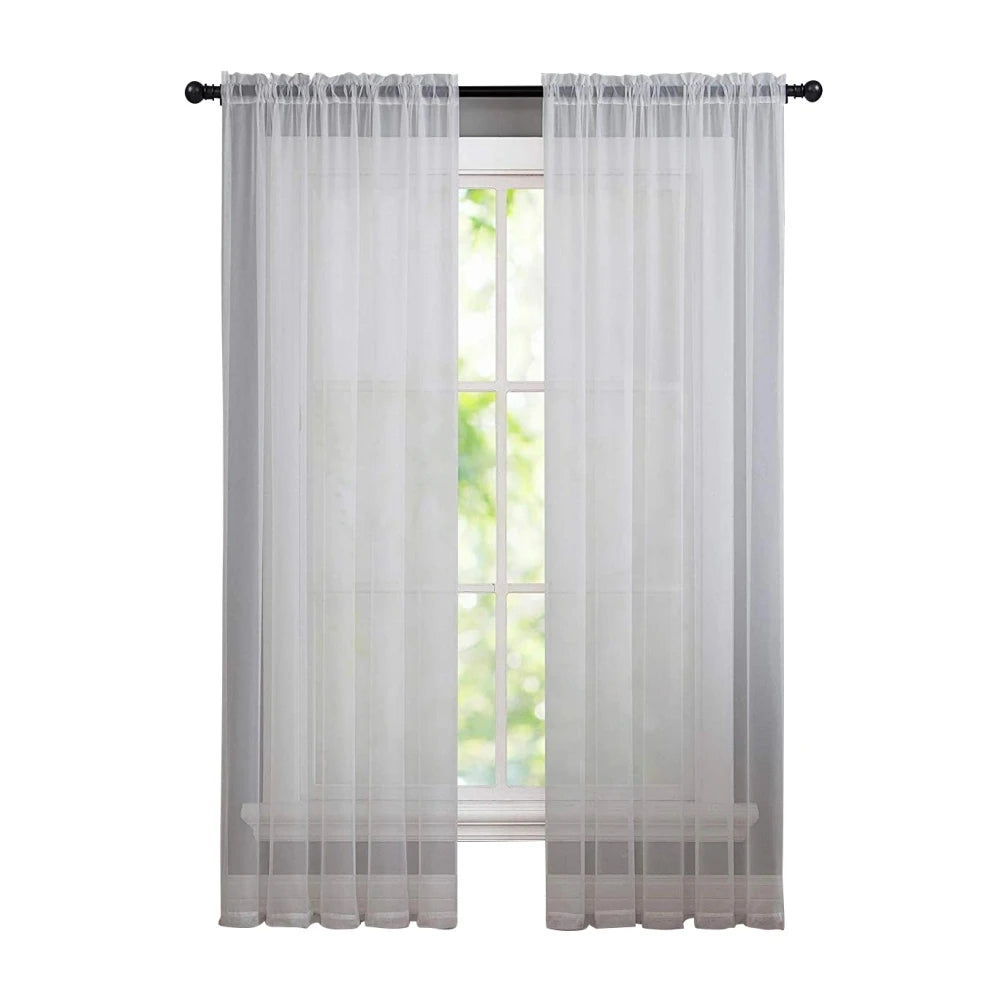 Soild Color Sheer Curtains Semi Transparent Voile Grommet in USA