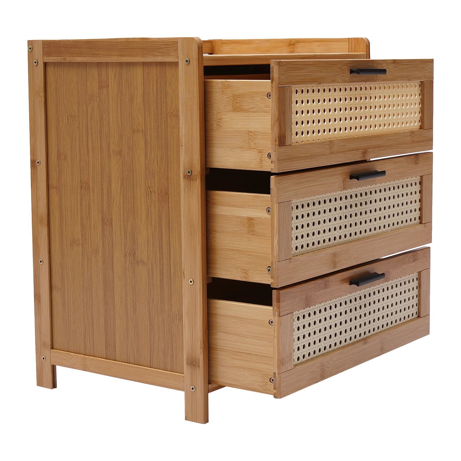 Drawer Modern Bamboo Nightstand Side Table Bedroom IN USA.