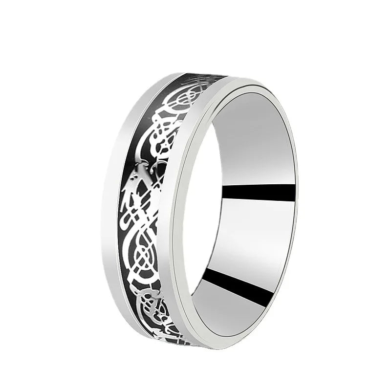 Punk Viking Dragon Black Tungsten Wedding Ring Set in USA