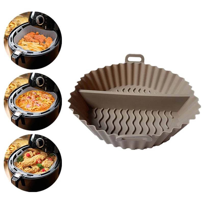 Divide Silicone Air Fryers Oven Baking Tray Pizza Fried in USA.