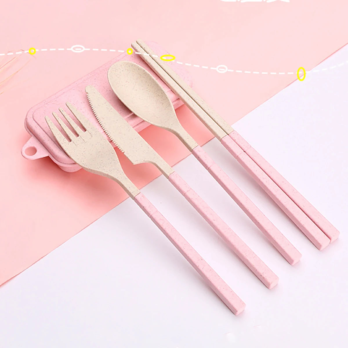 Wheat Straw Portable Tableware Knife Fork Spoon Chopsticks in USA.