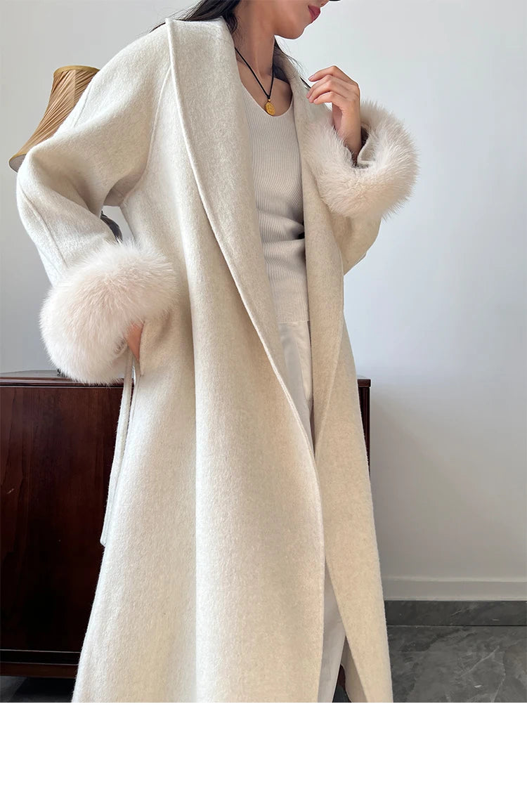 Lady Fox Fur High-Grade Cashmere Jackets Autumn Winter in USA.