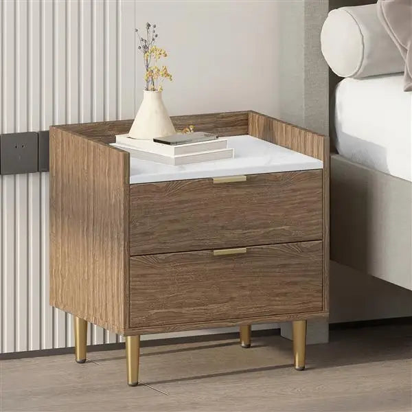 Wooden Nightstand Drawers Worktop, Bedside Table IN USA.