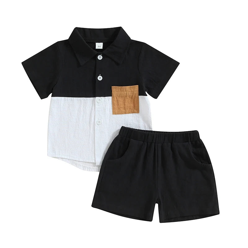 Boys Summer Fashion Set Short Sleeve Pocket Shirt in USA