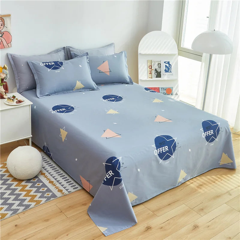 Cartoon Star Flat Sheet Twin Kawaii Yellow Bed Sheet in USA.