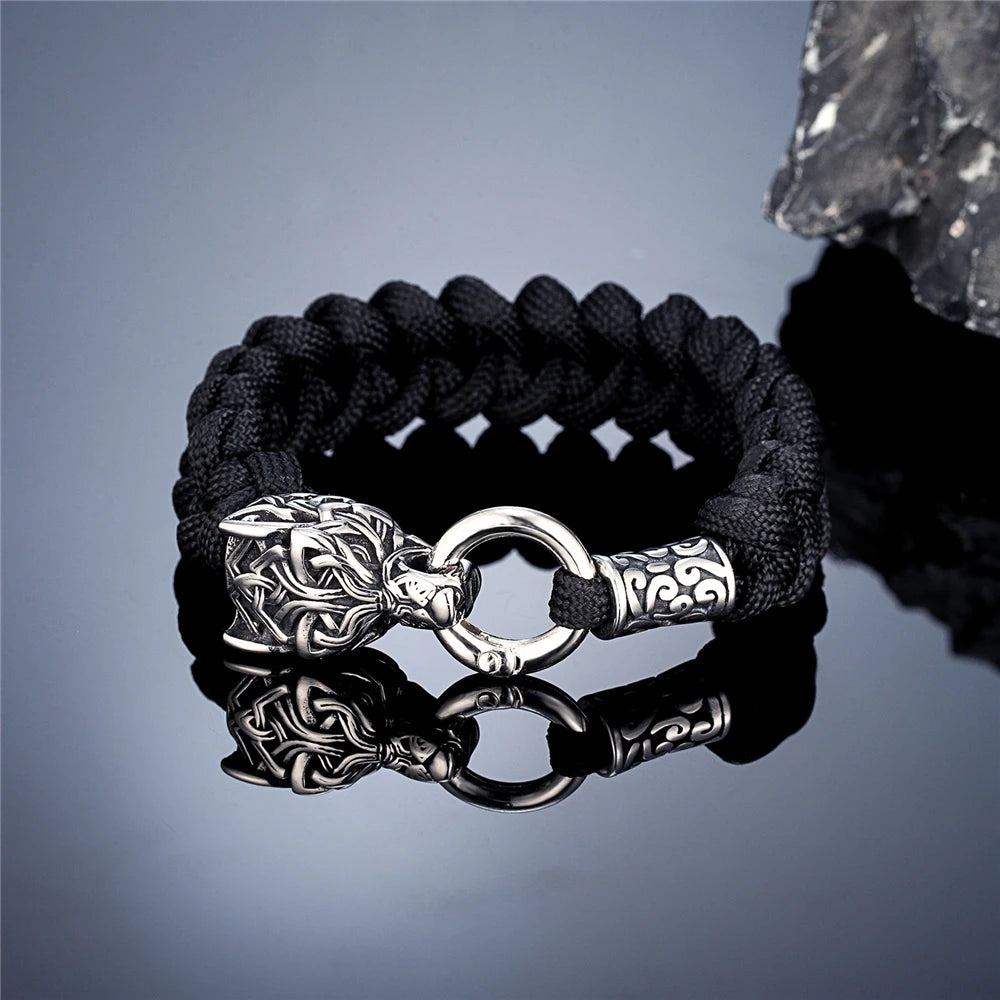 Vintage Norse Runes Celtic Wolf Survival Rope Bracelets in USA